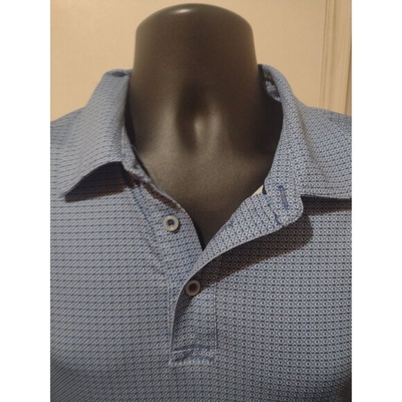 Johnston & Murphy Mens Performance Geometric Polo Shirt Blue Large L S/S - Picture 2 of 10